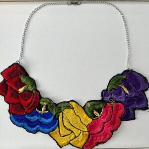 Colorful Floral Embroidered Necklace